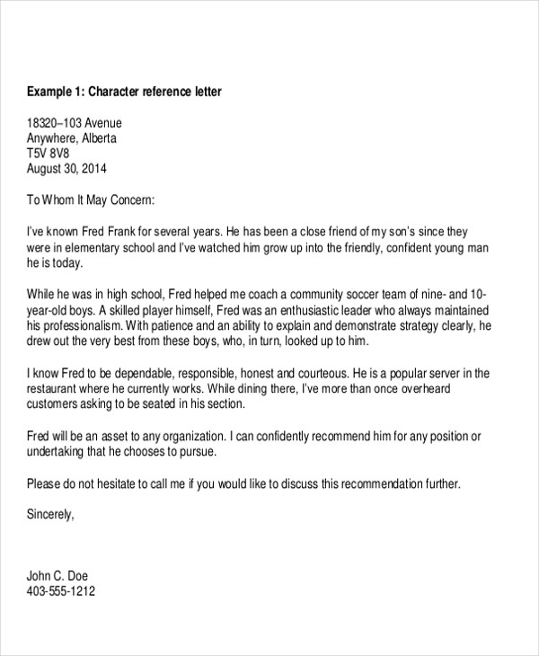 Sample Reference Letter for Student