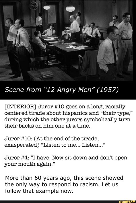 Scene From 12 Angry Men 1957 Interior Juror 10 Goes On A Long