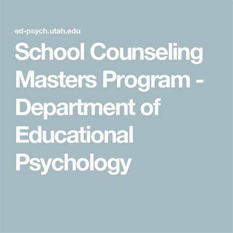 School Counseling Masters Program Department Of Educational