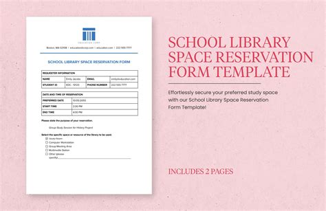 School Library Space Reservation Form Template In Word Pdf Google