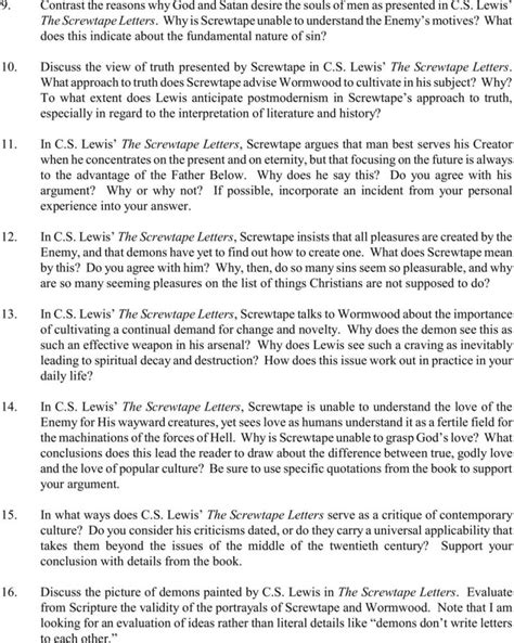 Screwtape Letters Chapter 15 Summary Caipm