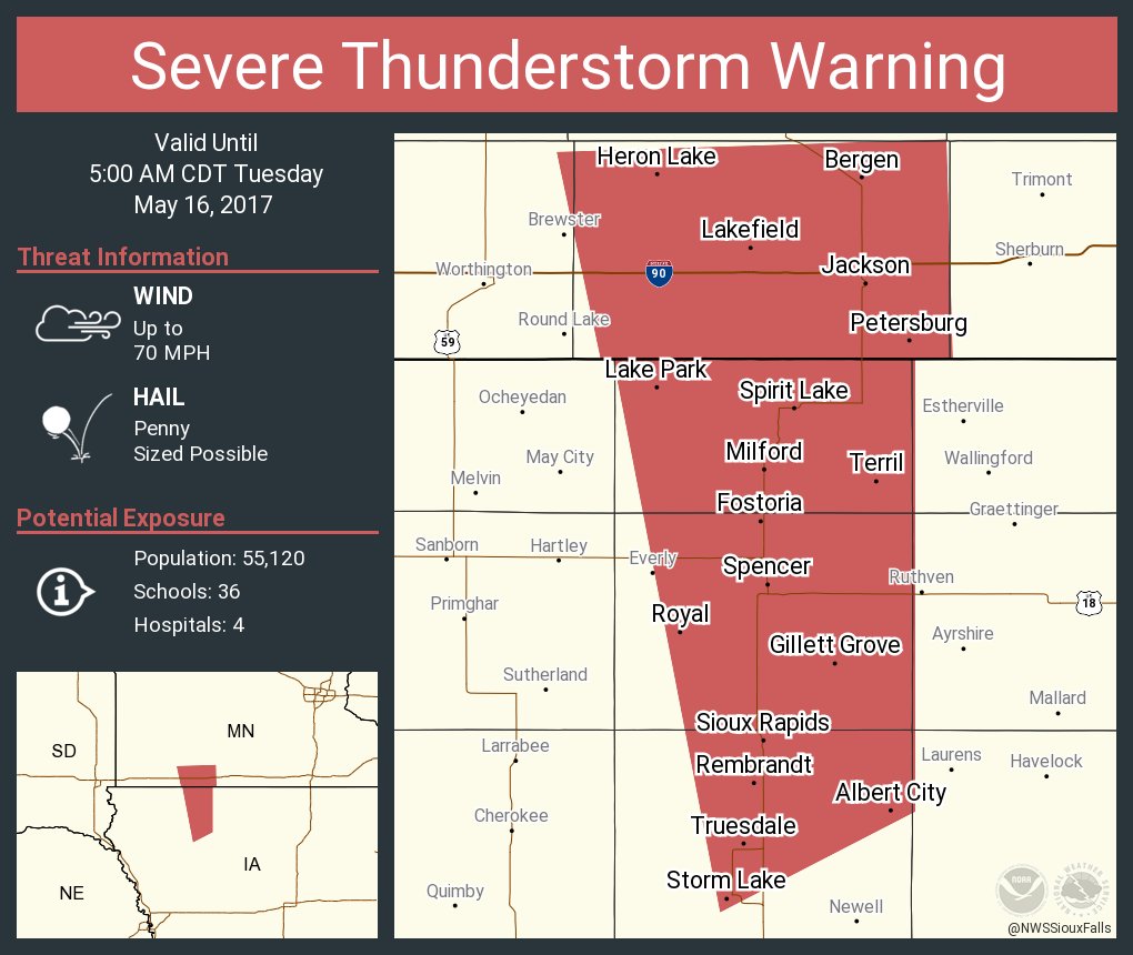 Severe Thunderstorm Warning Including Spencer Ia Storm Lake Ia Spirit