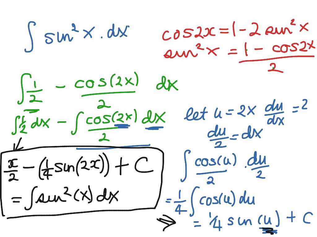 Showme Integral Of Sin Squared X
