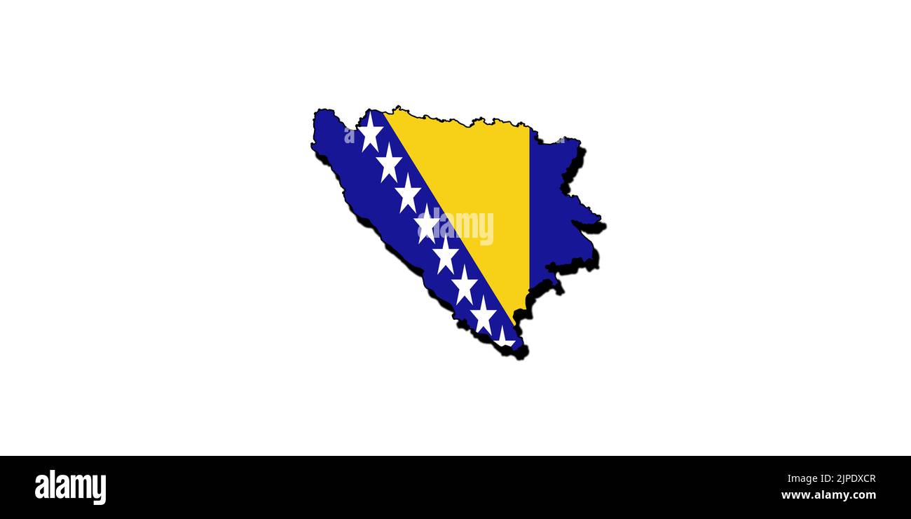 Silhouette Of The Map Of Bosnia With Its Flag Stock Photo Alamy