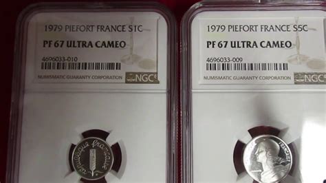 Silver Coin Collection 1979 Piefort France 1 5 And 10 Centimes