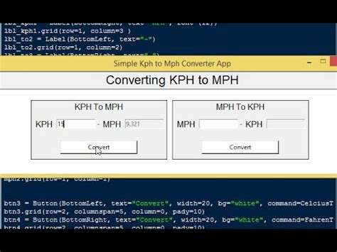 Simple Kph To Mph Converter App In Python Youtube