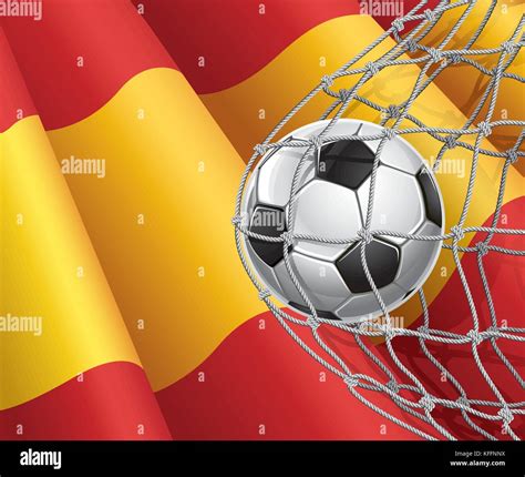 Soccer Goal Spanish Flag With A Soccer Ball Stock Vector