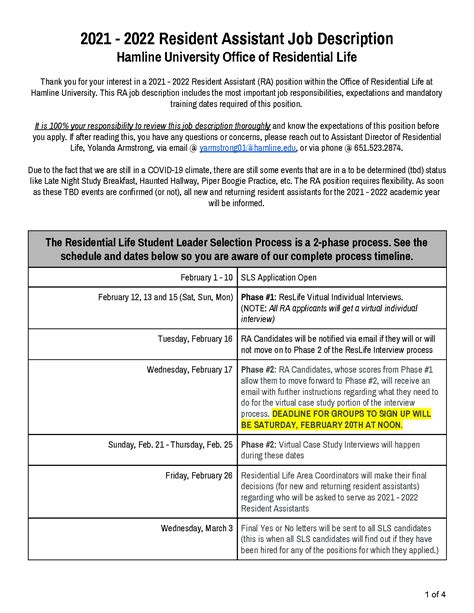 Solution 2021 22 Resident Assistant Job Description Studypool