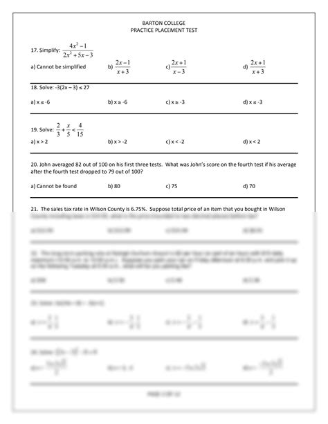 Solution Practice Math Placement Test Studypool