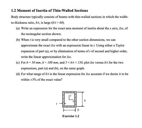 Solved 1 2 Moment Of Inertia Of Thin Walled Sections Body Structure