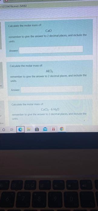 Solved 13729478Cmid 54582 O Calculate The Molar Mass Of Cao Chegg Com