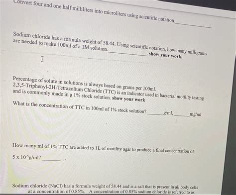 Solved Convert Four And One Half Milliliters Into Microliters Using