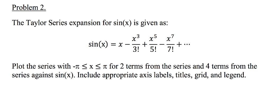 Solved Problem 2 The Taylor Series Expansion For Sin X Is Chegg Com