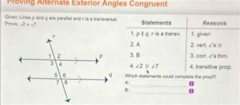 Solved Proving Alternate Exterior Angles Congruent Given Lines P And