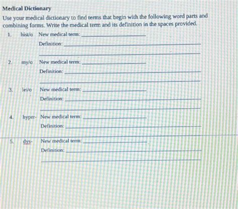 Solved Use Your Medical Dictionary To Find Terms That Begin Chegg Com