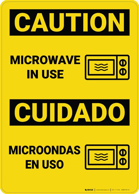 Spanish Caution Microwave In Use Sign - Save 10% Instantly