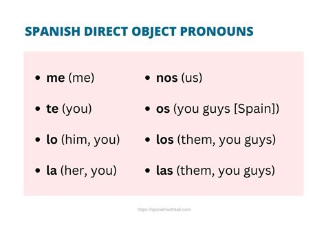 Spanish Direct Object Pronouns Explained In Simple Language