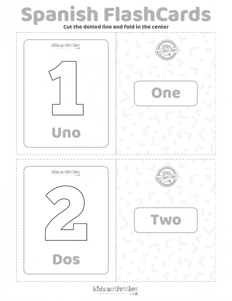 Spanish Flash Cards Numbers 1 10 Kids Activities Blog