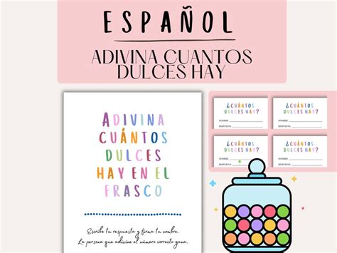 Spanish Guess How Many Candies In The Jar Game In Spanish Etsy