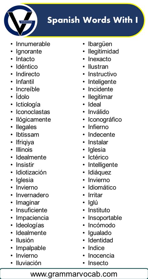 Spanish Words With I Grammarvocab