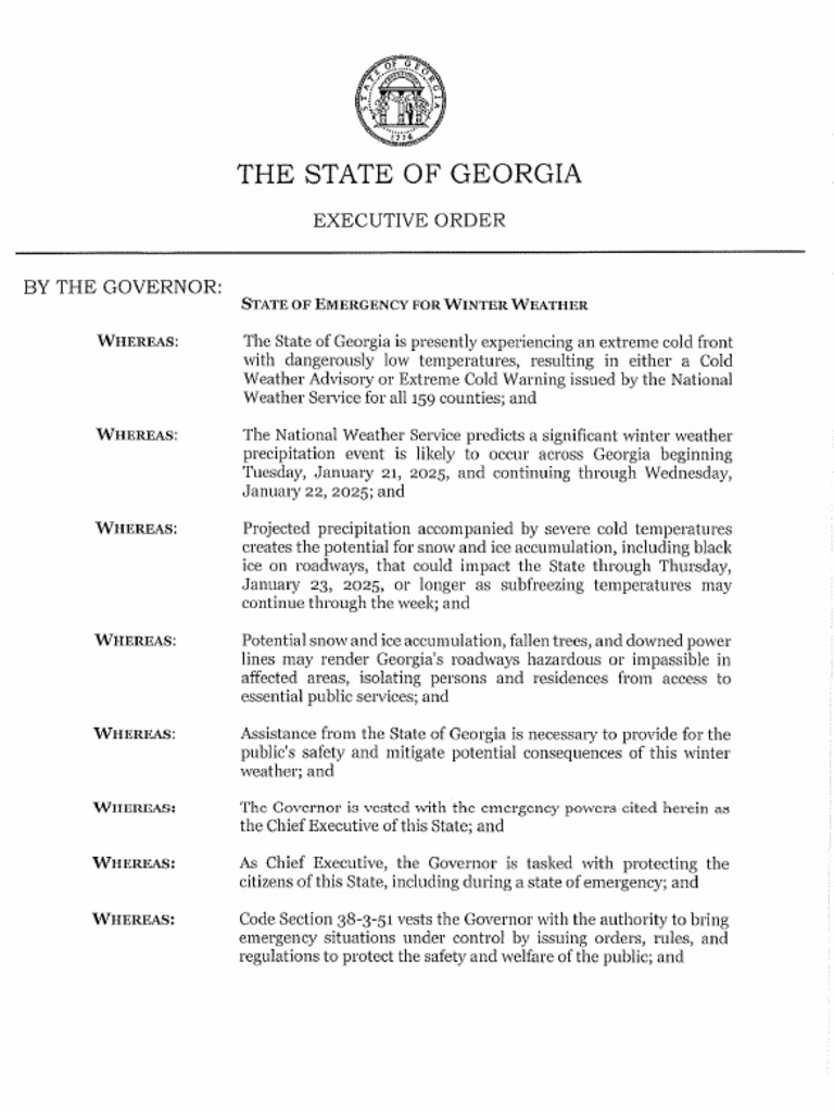 State Of Emergency Georgia