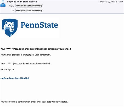 Stop Phishing Scams Important Check Your Penn State Email Or
