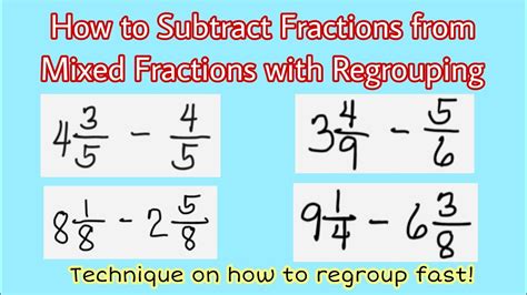 Subtracting Mixed Fractions