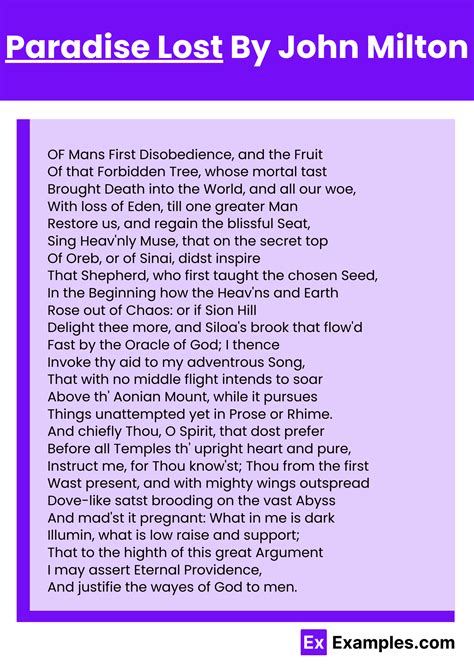 Summary Of Paradise Lost Paradise Lost Paradise Lost Is An Epic Poem