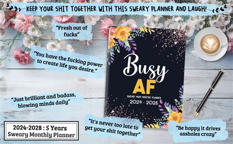Sweary Mom Monthly Planner 2024 2028 Busy Af 5 Years 60 Months