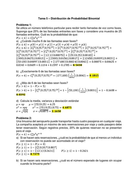 Tarea 5 Binomial Pdf