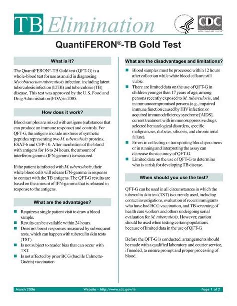 Tb Elimination Quantiferon Tb Gold Test