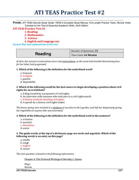 Teas Practice Test Pdf 2016 2025 Form Fill Out And Sign Printable Pdf