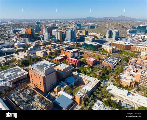 Tempe City Downtown And Arizona State University Asu Main Campus Aerial