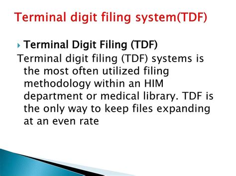 Termnal Digit Filing Healthcare Definition