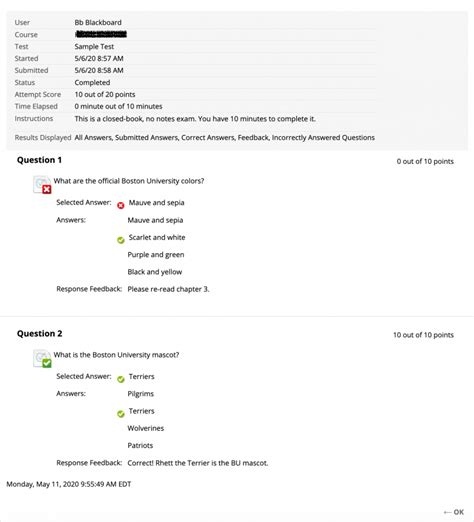 Testing In Blackboard Learn Techweb Boston University