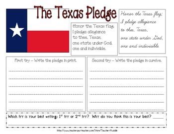 Texas Pledge Handwriting Cursive Practice By Teacher Huddle Tpt