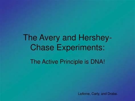 The Avery And Hershey Chase Experiments Ppt Download