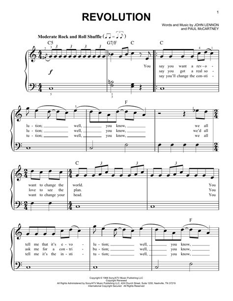 The Beatles Revolution Sheet Music