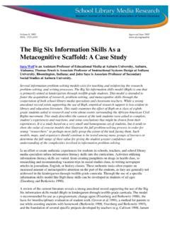 The Big Six Information Skills As A Metacognitive Scaffold The