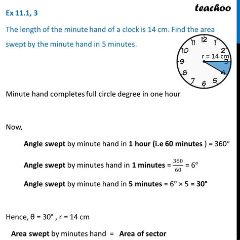 The Length Of The Minute Hand Of A Clock Is 14 Cm Find The Area Swept