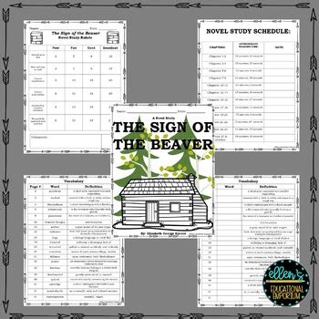 The Sign Of The Beaver Novel Study By Ellen S Educational Emporium