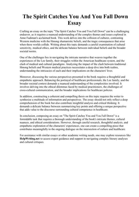 The Spirit Catches You Falls