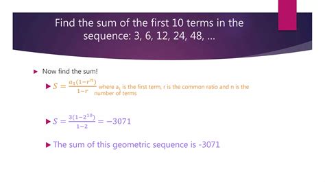 The Sum Of A Geometric Sequence Ppt Download