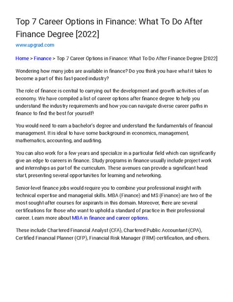 The Top 7 Career Options In Finance What To Do After A Finance Degree