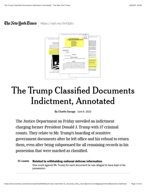 The Trump Classified Documents Indictment Annotated The New York Times