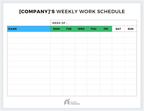 The Weekly Work Schedule Template Library 12 Free Options