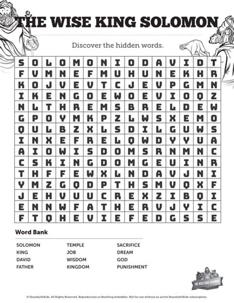 The Wisdom Of Solomon Bible Word Search Puzzles Bible Word Searches