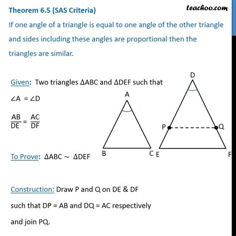 Theorem 6 5 Sas Similarity If One Angle Of A Triangle Is Equal To