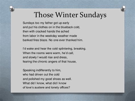 Those Winter Sundays Analysis