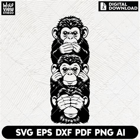 Three Wise Monkeys Svg Three Monkeys Svg Monkey Svg Monkey Files For